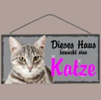 🔥 DIESES HAUS BEWACHT EINE KATZE Holzschild 🩷 12x25 NEU 🔥