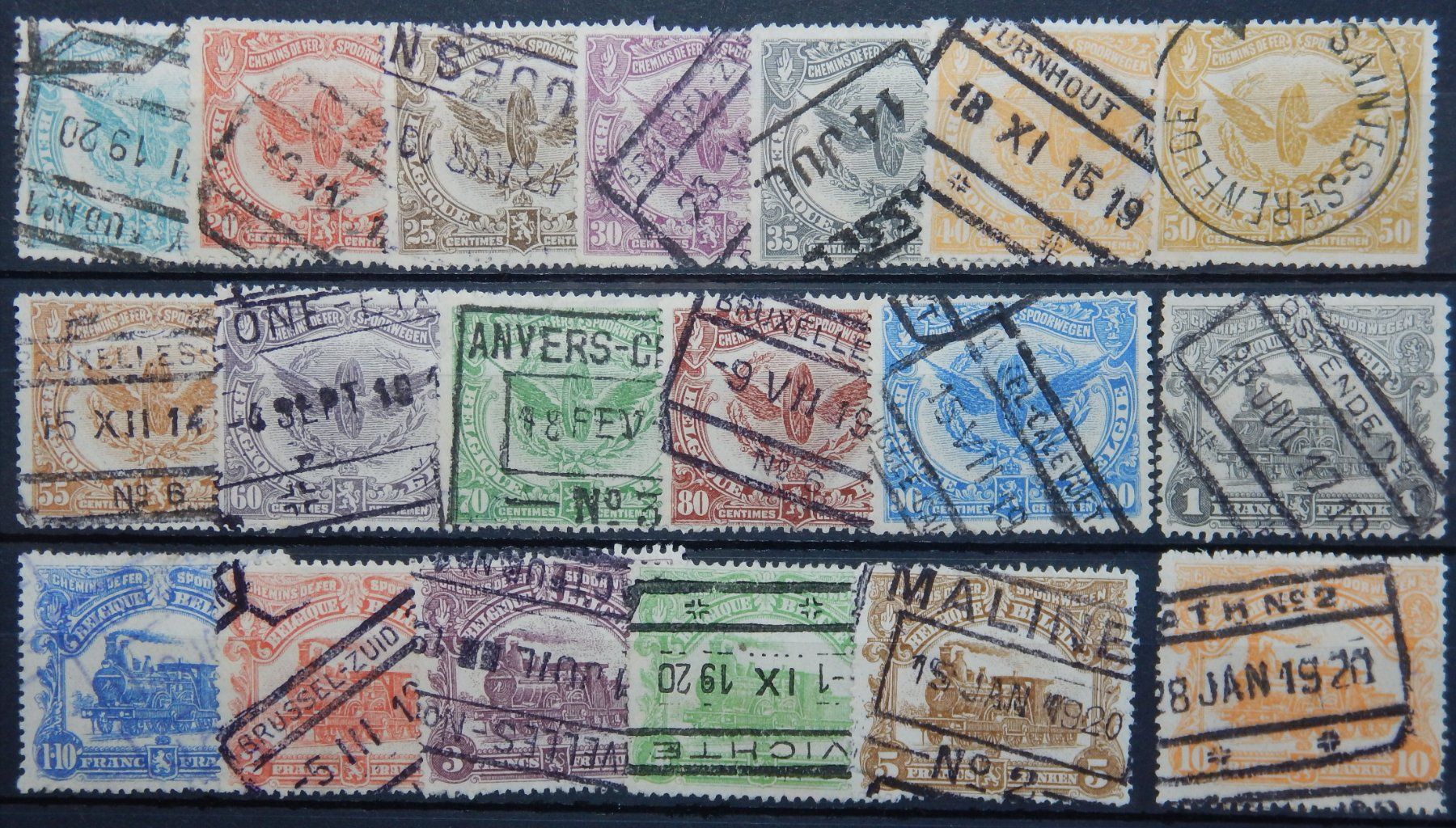Tutti i francobolli: Belgien Eisenbahn ex. Kat. 58-78 gest. 1915 – Usato da Zürich venduto da Muehlekauf