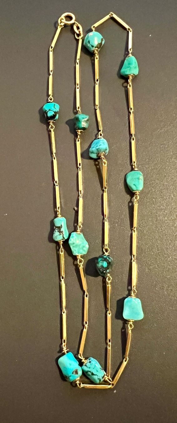 Catenine: Gold-Collier 18K mit Türkisen – Usato da Chur venduto da Penting1935 1