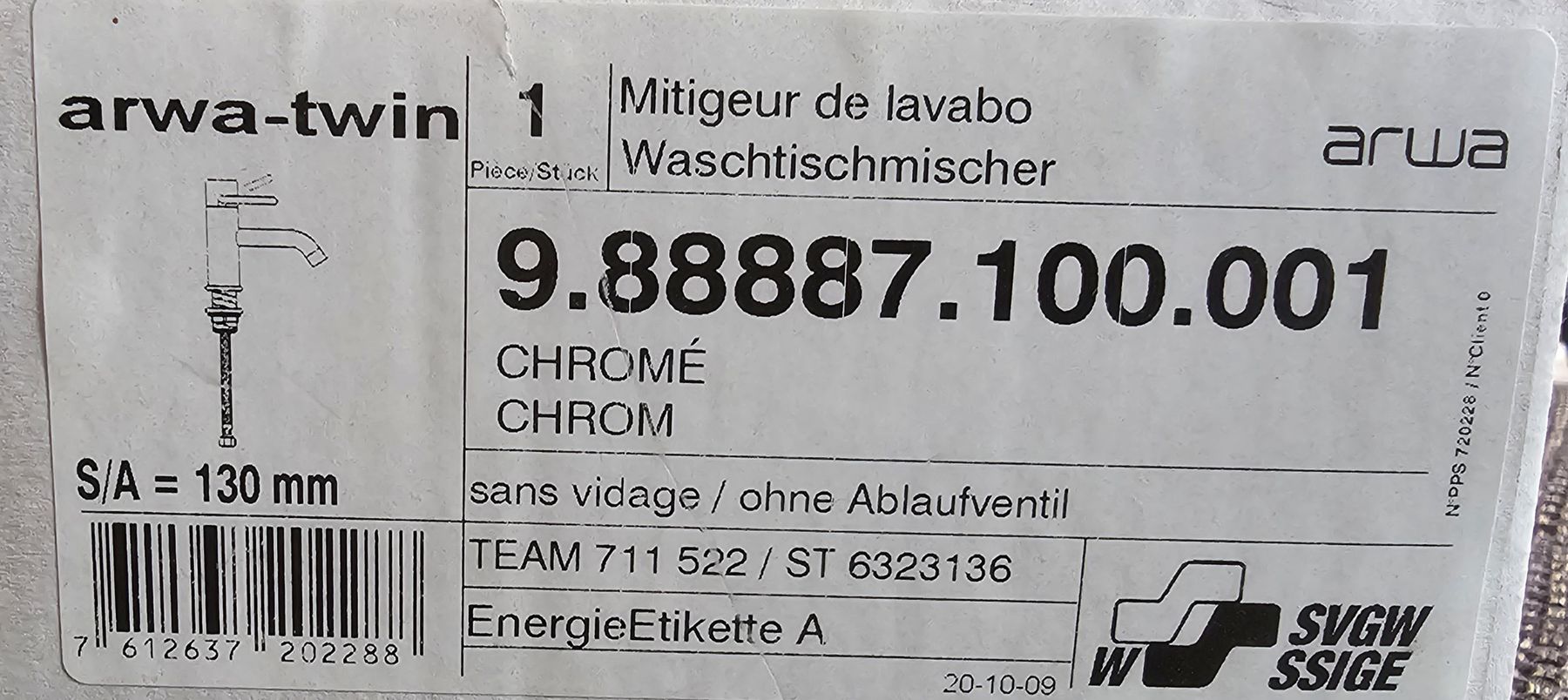 Arwa Rubinetteria: Arwa Twin Lavabomischer ohne Ablaufventil – Nuovo (secondo la descrizione) da Weiach venduto da karl007 3