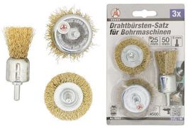 Drahtbürsten-Satz für Bohrmaschinen,3-tlg.
