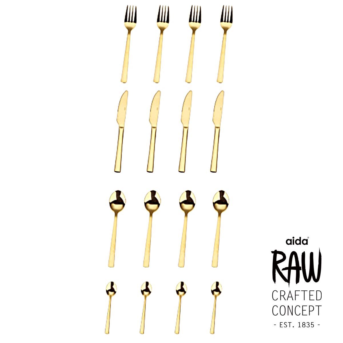 Bestecksets: Besteck RAW Gold Besteckset 16-teilig – Neu und originalverpackt aus Wettingen von kochshop 1