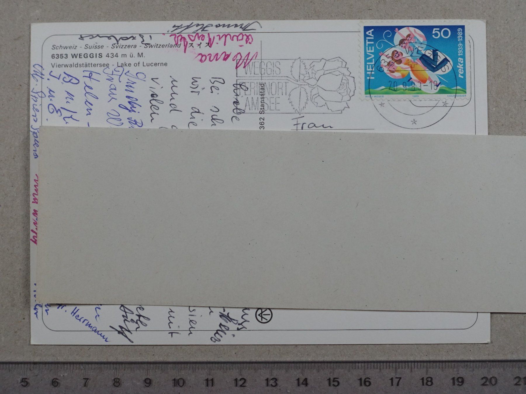 Cartoline postali: Weggis, Schiff, 1989 – Usato da Lenzburg venduto da fh1 1