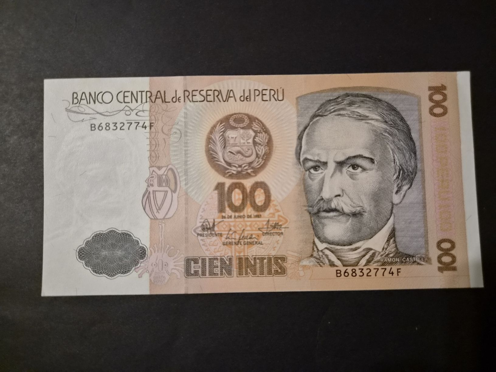 Banknoten: Pérou 1987 100 intis P133 UNC – Neu (gemäss Beschreibung) aus Versoix von rucio