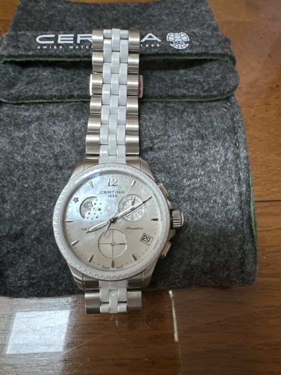 Montre Mécanique Femme CERTINA Chromée Cadran Blanc - Occasion Très Belle - Fonctionne