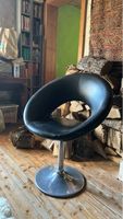 Dreh Stuhl, schwarzes Kunstleder, Metallfuss