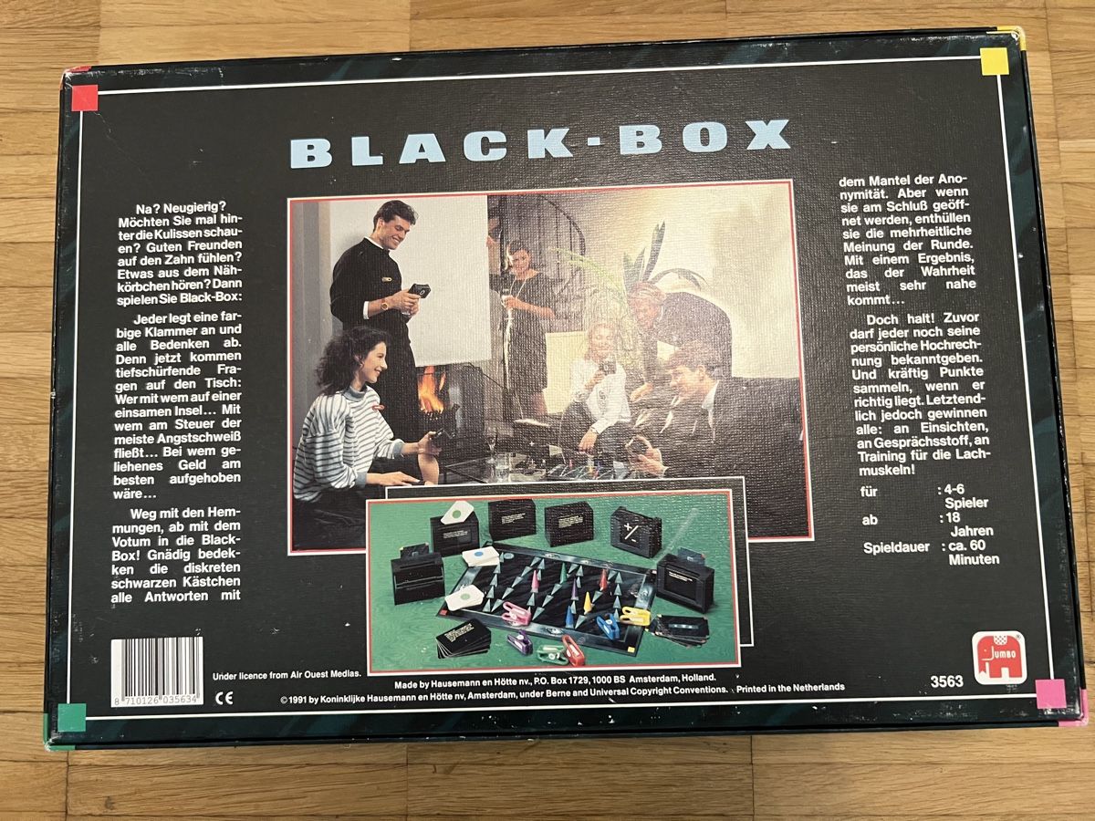 Giochi: BLACK BOX VON 1991 SPIELVERLAG – Nuovo (secondo la descrizione) da Opfikon venduto da Luis144 1