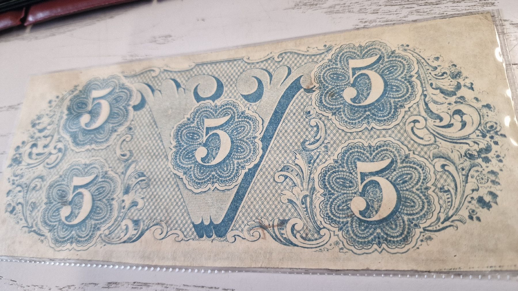 Banconote: Konvoled. Staaten von Amerika 5 Dollar 1863 Note – Usato da Herisau venduto da Antiques.AR 1