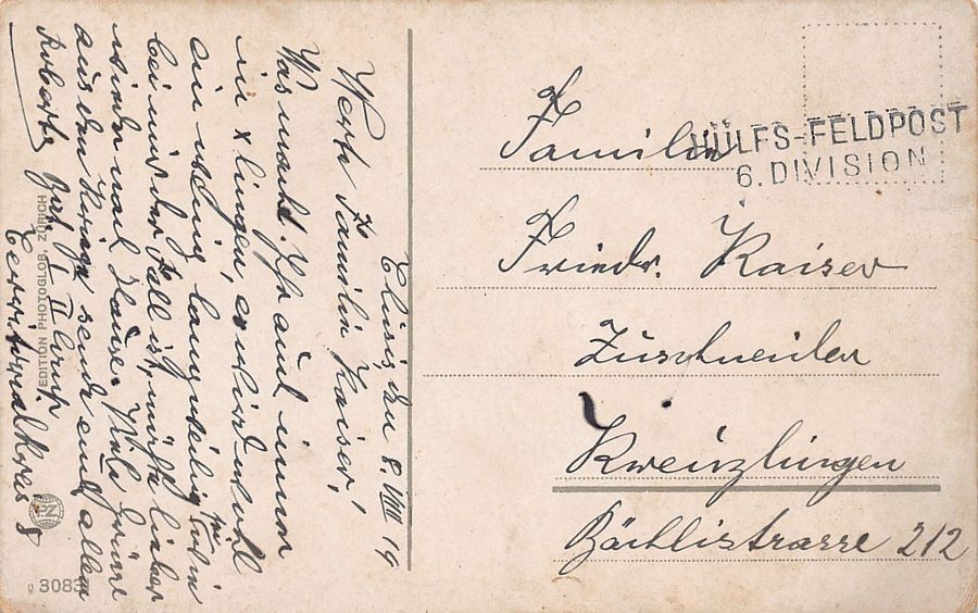 Cartoline postali: Alphornbläser, Feldpost 1914 HÜLFSPOST 6. DIVISION – Usato da Frauenfeld venduto da POML 1