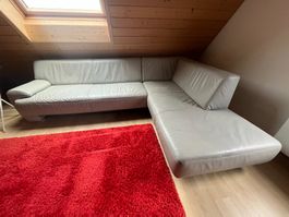 Schönes Ecksofa, Glattleder, Möbel Schweigert