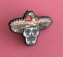 Pin Mexiko Totenkopf Anstecker Halloween Deko💀Sombrero