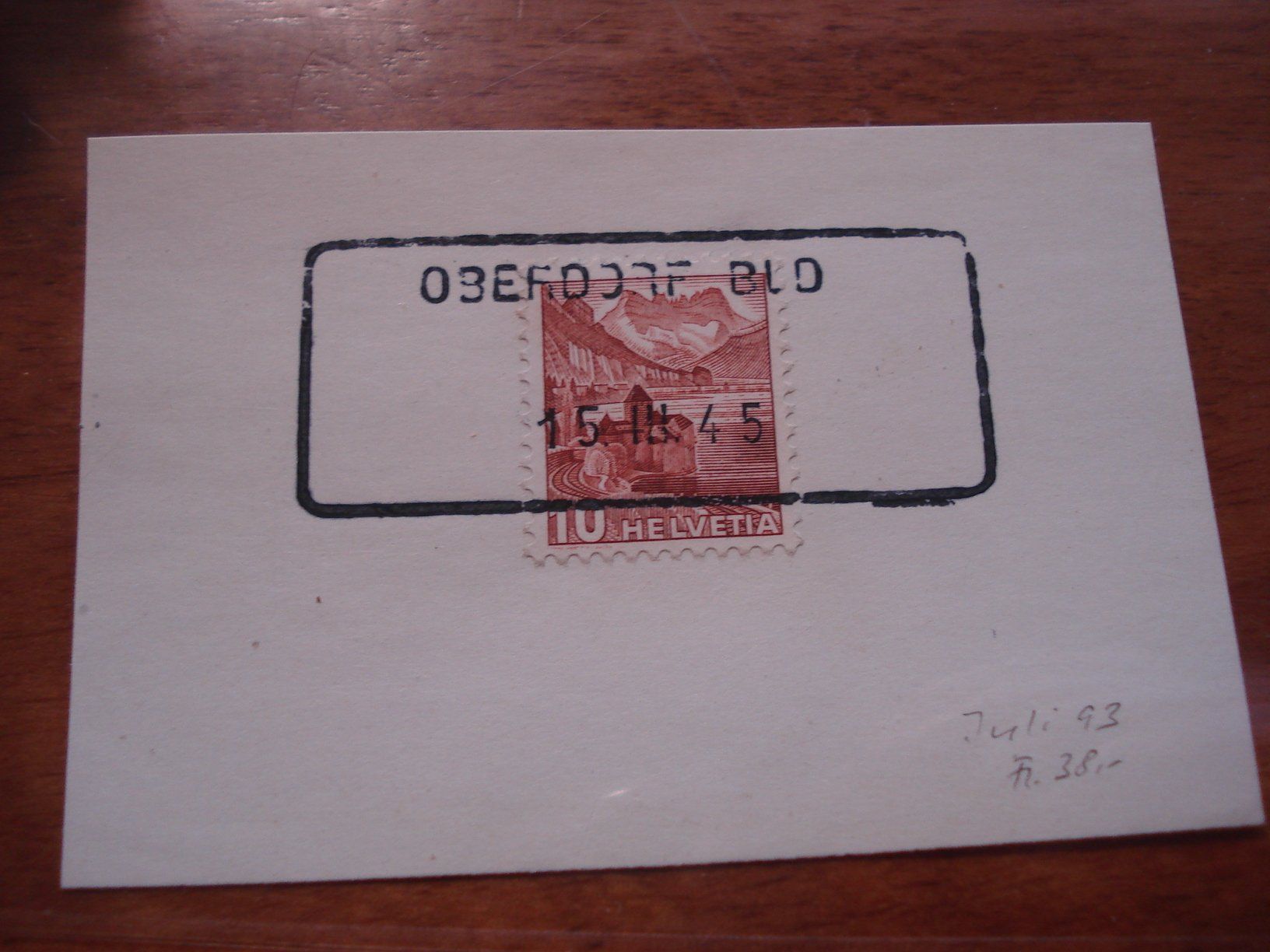Tutti i francobolli: Abschnitt 1945, Eckstempel Oberdorf BLD (Baselland) – Usato da Niederwil AG venduto da morostahu