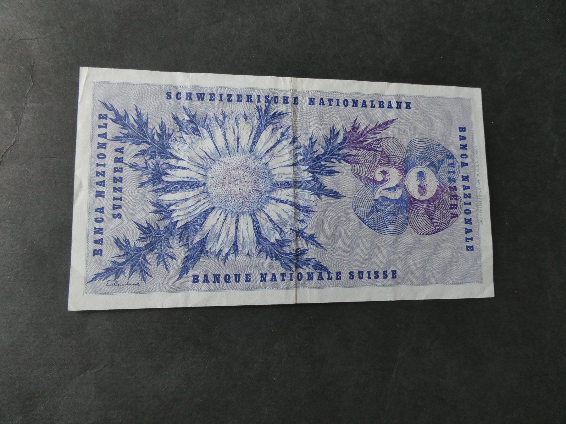 Banknoten: Schweiz 1976,  20 Franken – Gebraucht aus Hinterforst von Rohusri 1