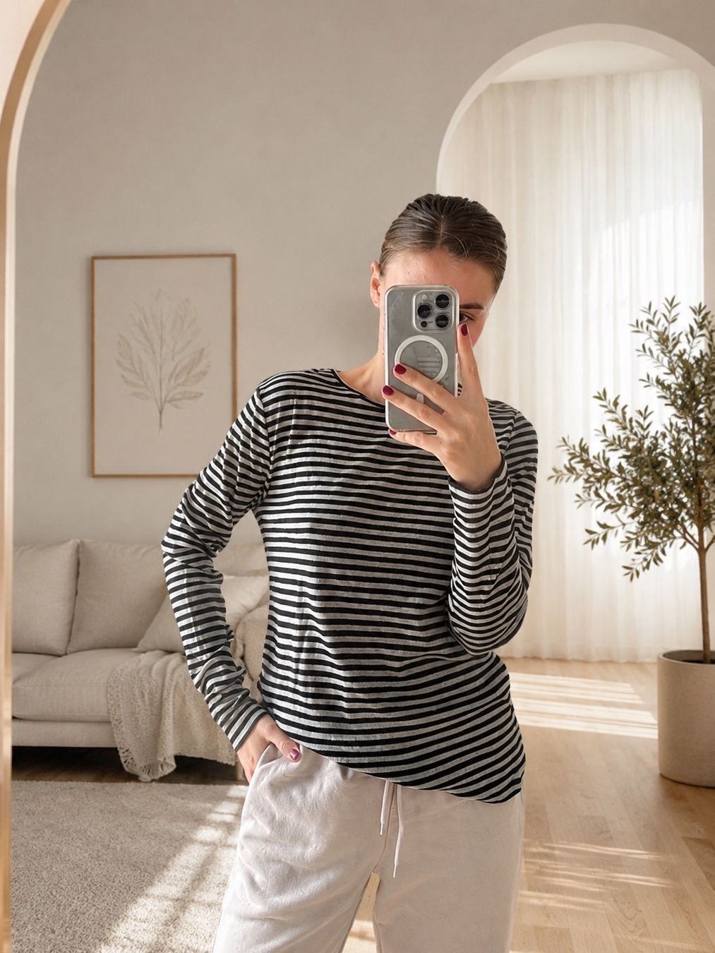 Massimo Dutti Blusen: Massimo Dutti Striped Long Sleeve Top, Size XS – Neu und originalverpackt aus Sattel von Zlata1 1