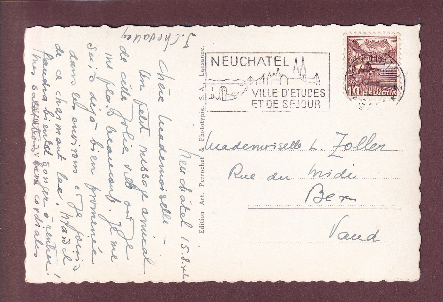 Cartes postales: NEUCHÂTEL - Maison des Halles - 1942 – D'occasion à Pully par nicecards 1