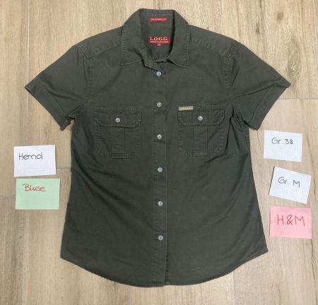 H&M L.O.G.G. Hemd/Bluse Gr. 38 / M, khaki mit Brusttaschen