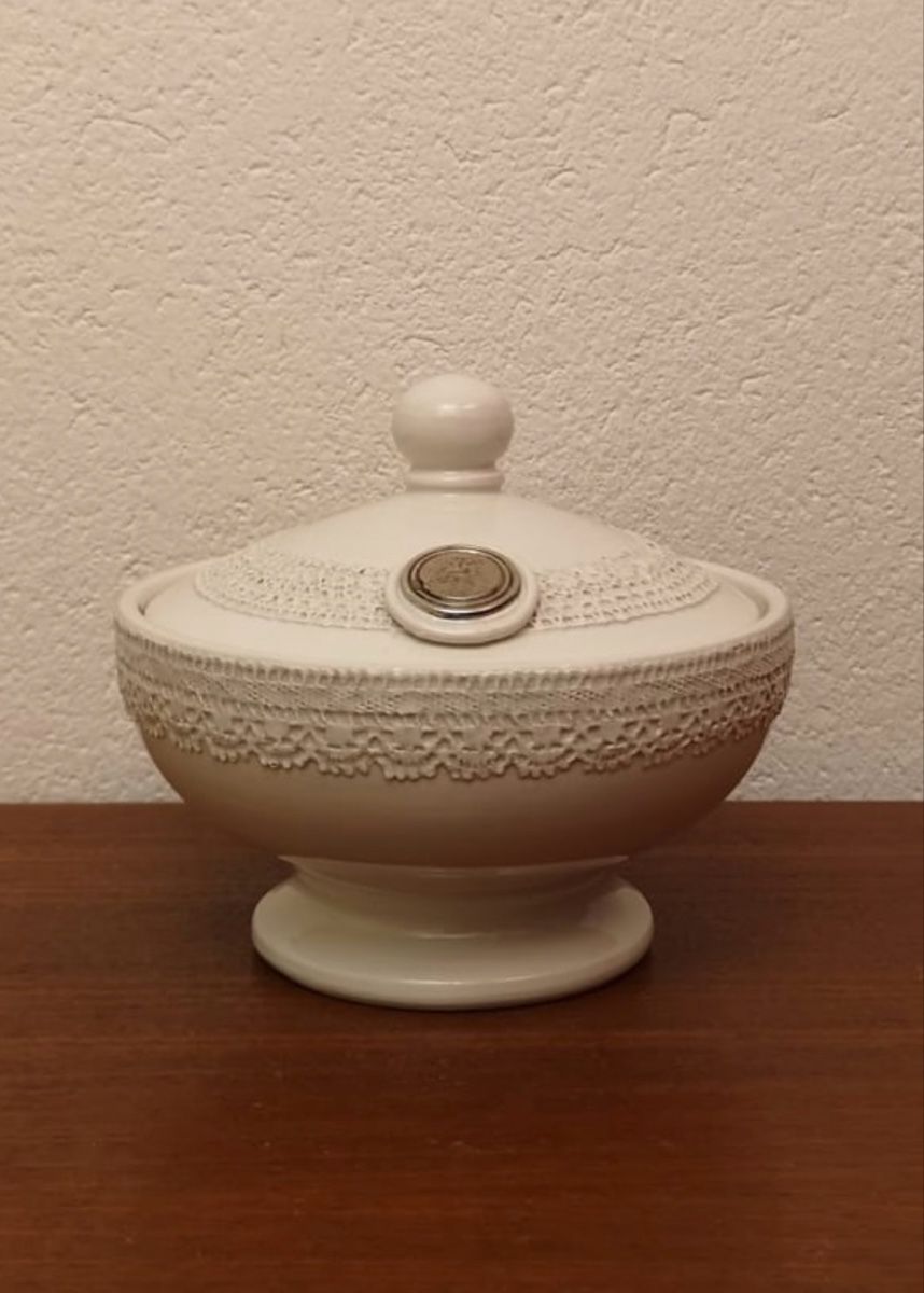 Barattoli: Antike Keramik Dose mit 925er Silber + Spitze Keramikdose – Usato da Zürich venduto da Vintagewiesel