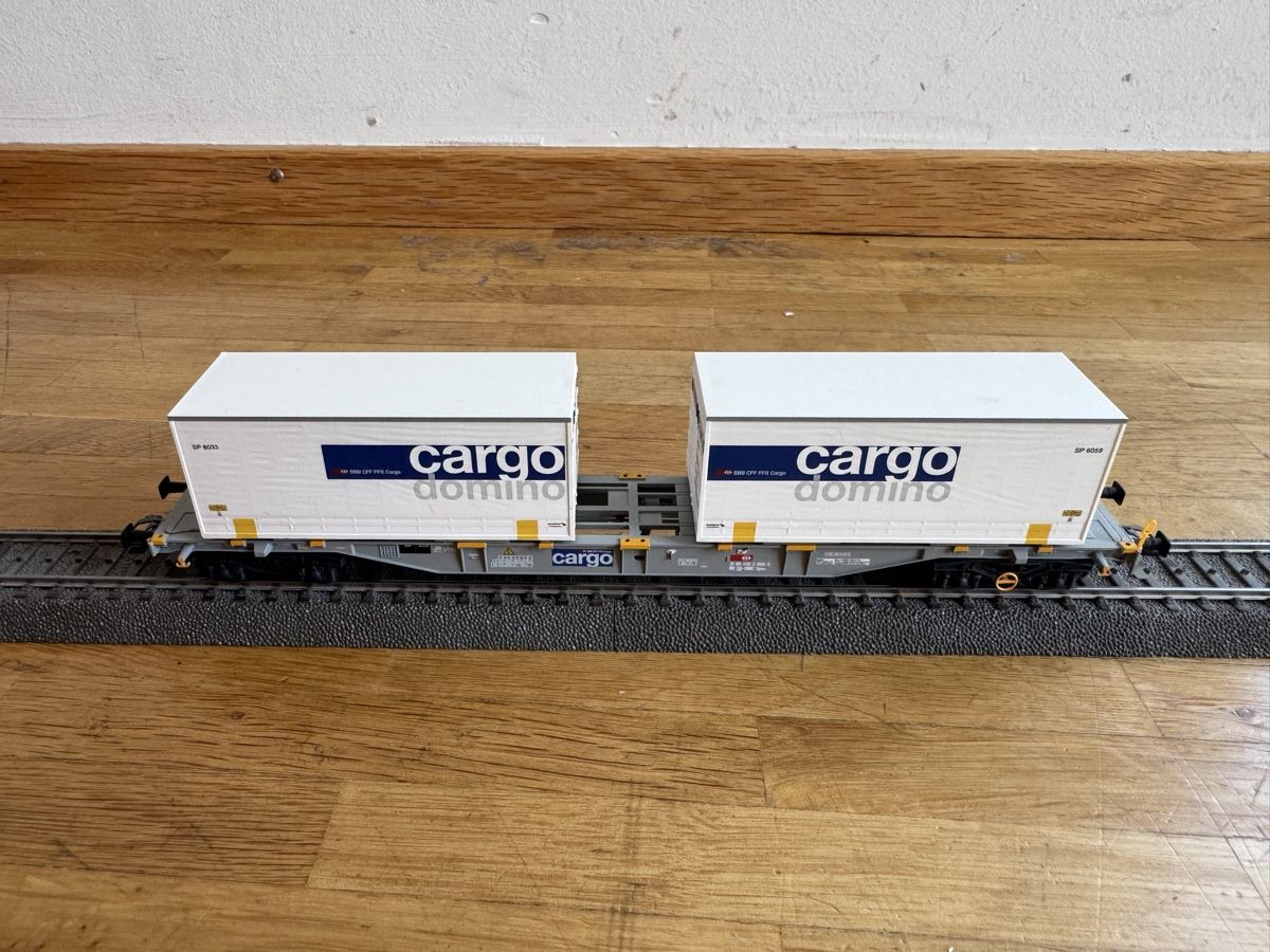 Märklin Modellini di ferrovie: Märklin 47096 H0 SBB Containertragwagen-Set – Usato da Zürich venduto da Maxim0357 8