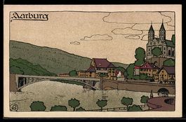 Steindruck-AK Aarburg, Ortsansicht mit B