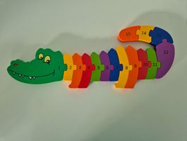 Steckpuzzle "Zahlenkrokodil" aus Holz