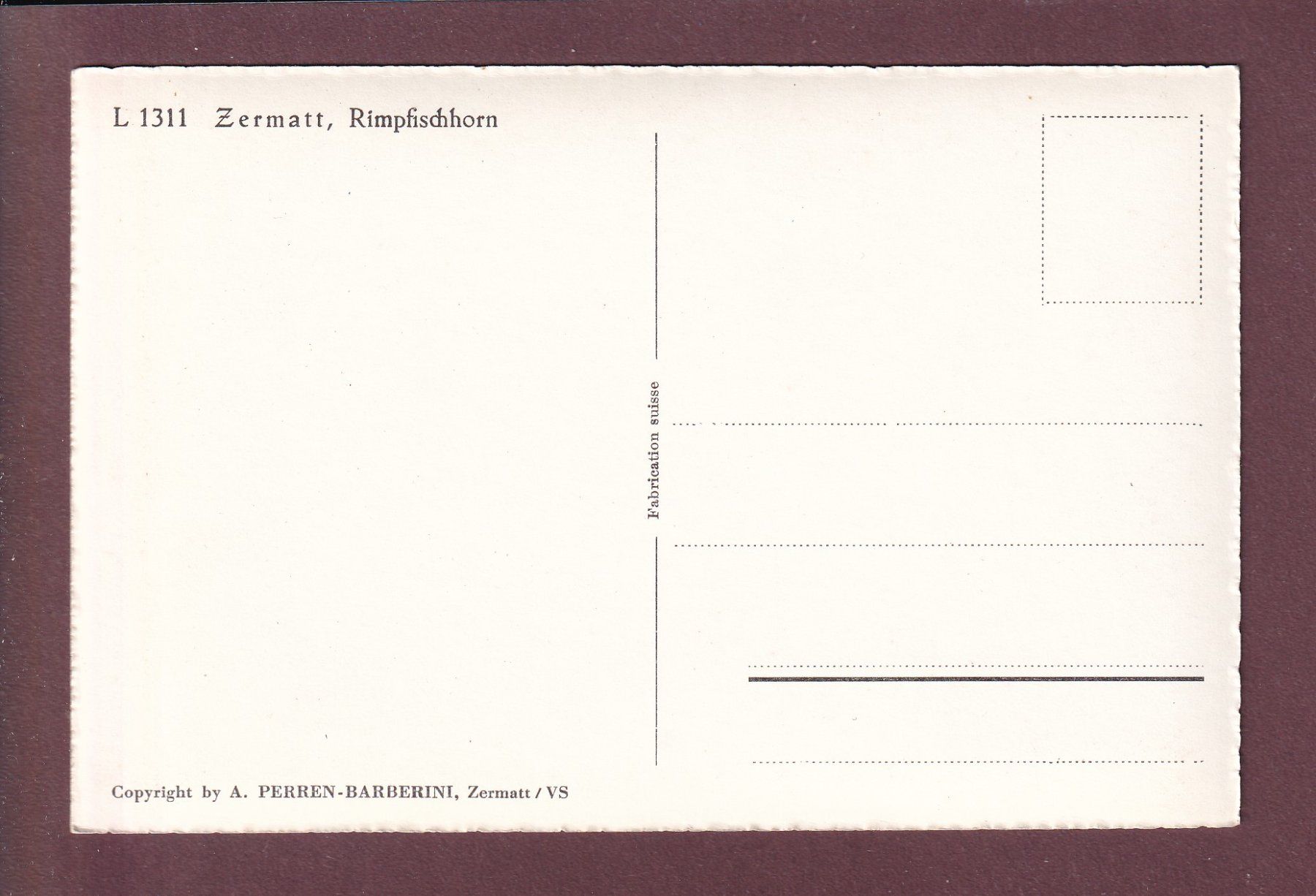 Cartes postales: Zermatt - RIMPFISCHHORN – D'occasion à Pully par nicecards 1