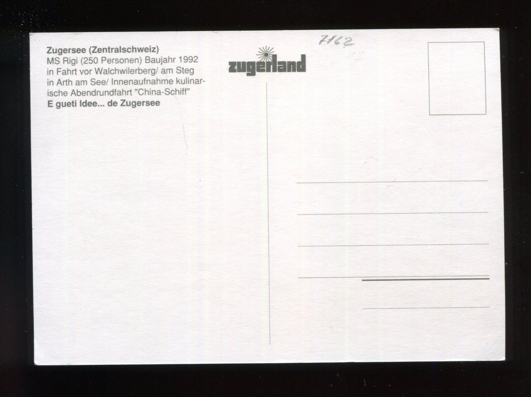 Cartoline postali: Zugerse, MS Rigi – Usato da Aarau venduto da Elmaar41 1