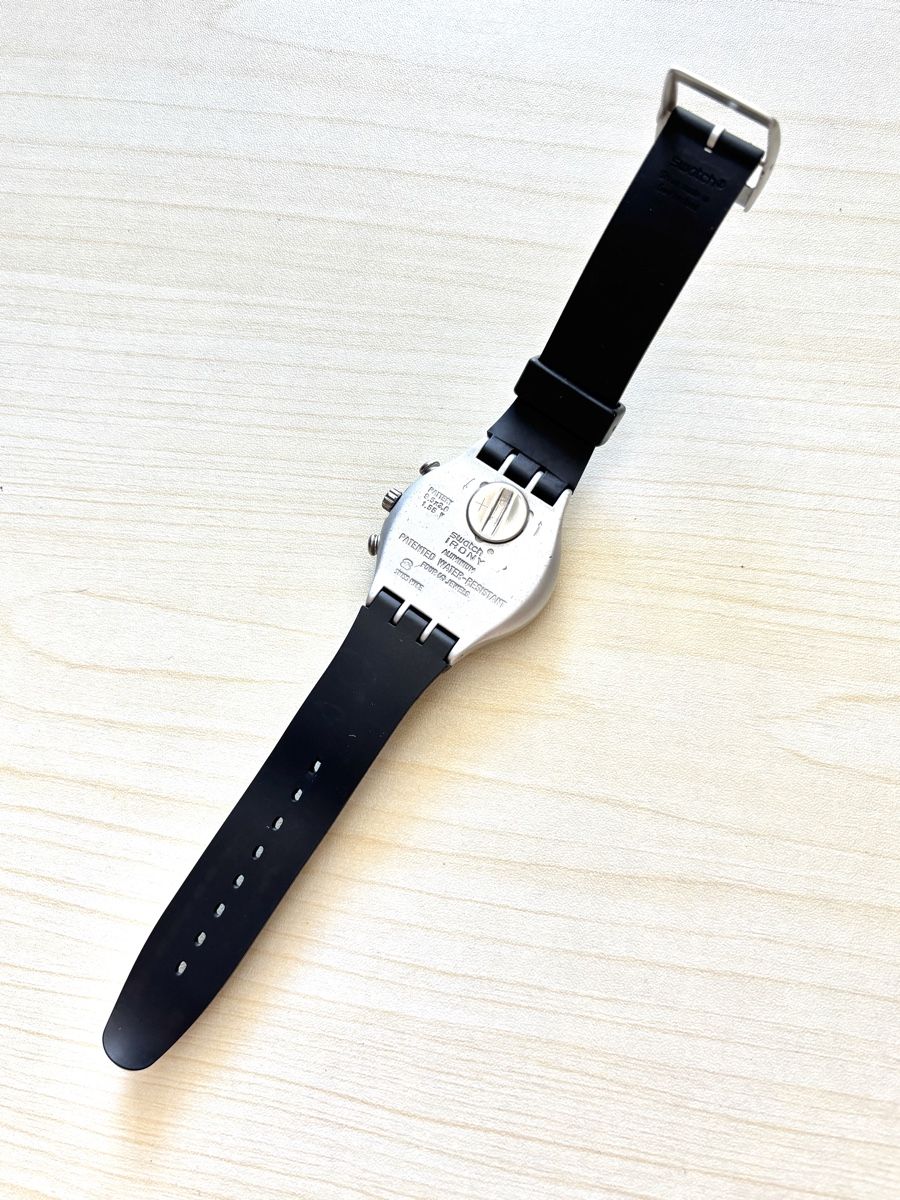 Swatch Orologi: Swatch Chronograph Uhr schwarz silber – Usato da Grenchen venduto da chththl 5