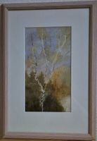 "Birke" - Aquarell-Bild mit Rahmen, 27.5x39.5 cm