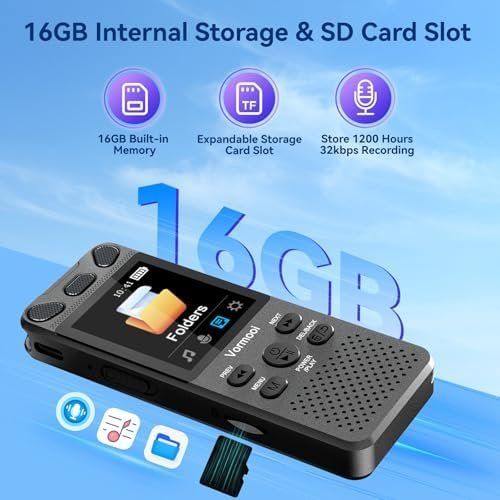 Aufnahmegeräte: 16GB Diktiergerät Digitales 110 Std Aufnahmegerät Externes – Neu und originalverpackt aus Hundwil von pak_7zvn 2