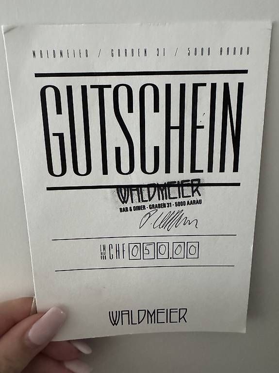 Bons: Gutschein Waldmeier Bar – Neuf avec emballage d'origine à Gränichen par Lady-Chantelle