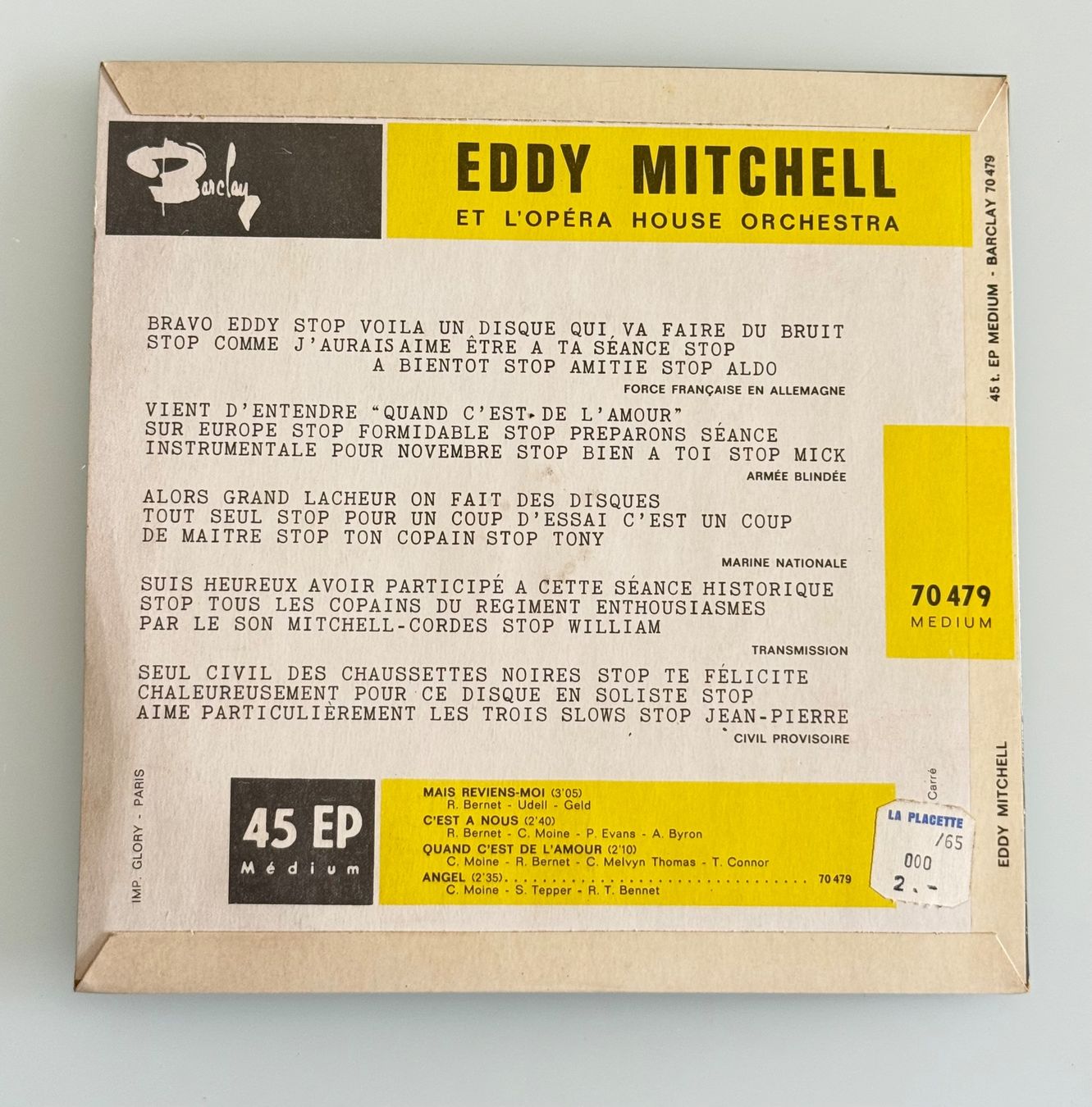 Schallplatten: Eddy Mitchell - Mais Reviens-moi - EP – Gebraucht aus Denges von peumens 1