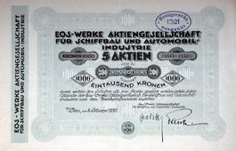 EOS-Werke AG für Schiffbau und Automobil-Industrie - 1921
