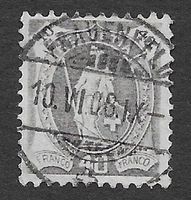 1908: Stehende Helvetia 40 Rp.Nr.97A Frauenfeld zentriert