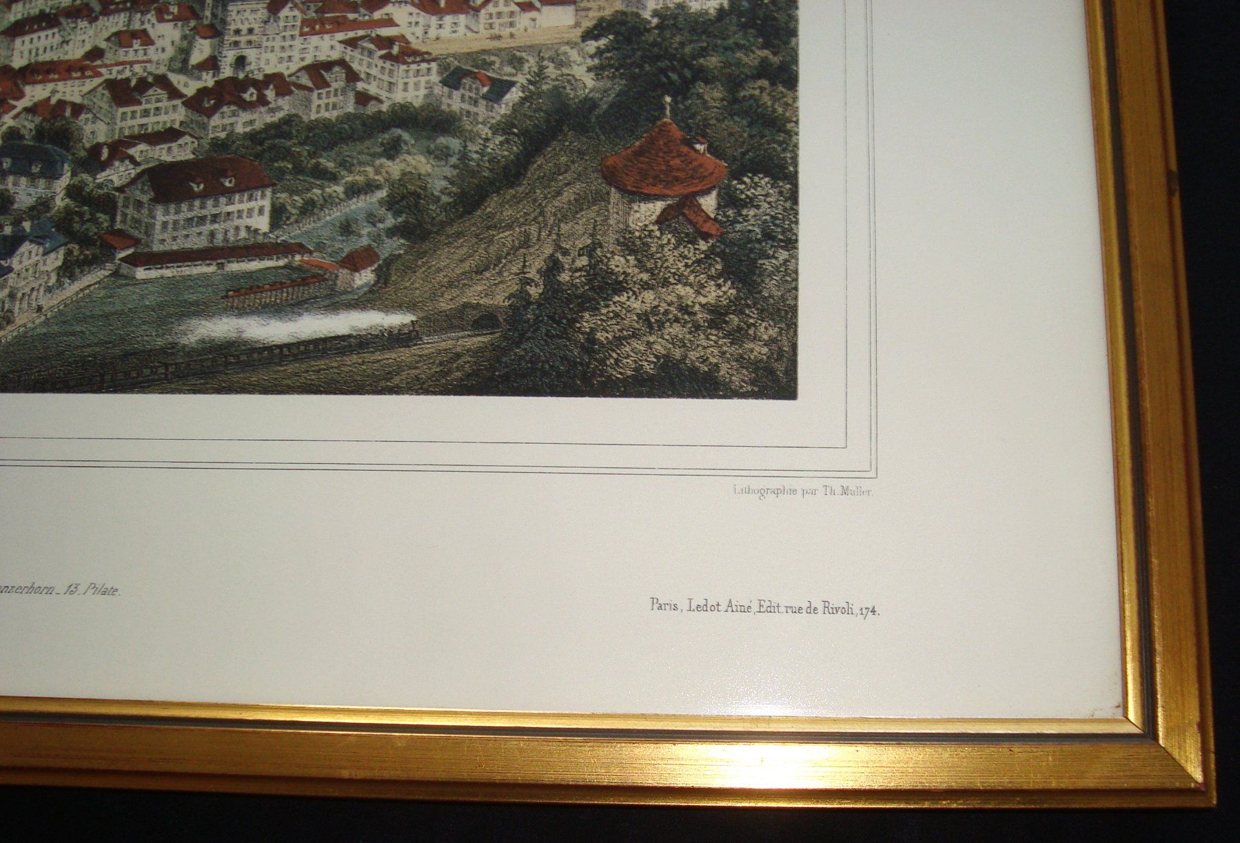 Grafica & Litografie: grosse Lithographie " Vue Générale de Lucerne " Th. Muller – Usato da Oberdorf NW venduto da Lufao 4