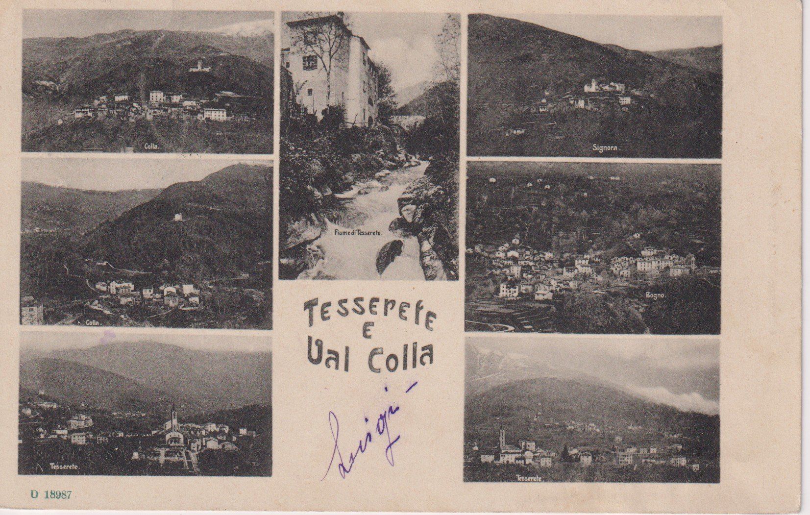 Ansichtskarten: AK Tesserete e Val Colla con Colla, Signôra e Bogno 1906 – Gebraucht aus Riva San Vitale von MAR-NAPO