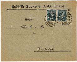 GRABS auf 7 1/2 Rp. Tellknabe Paar auf Beleg nach EMISHOFEN
