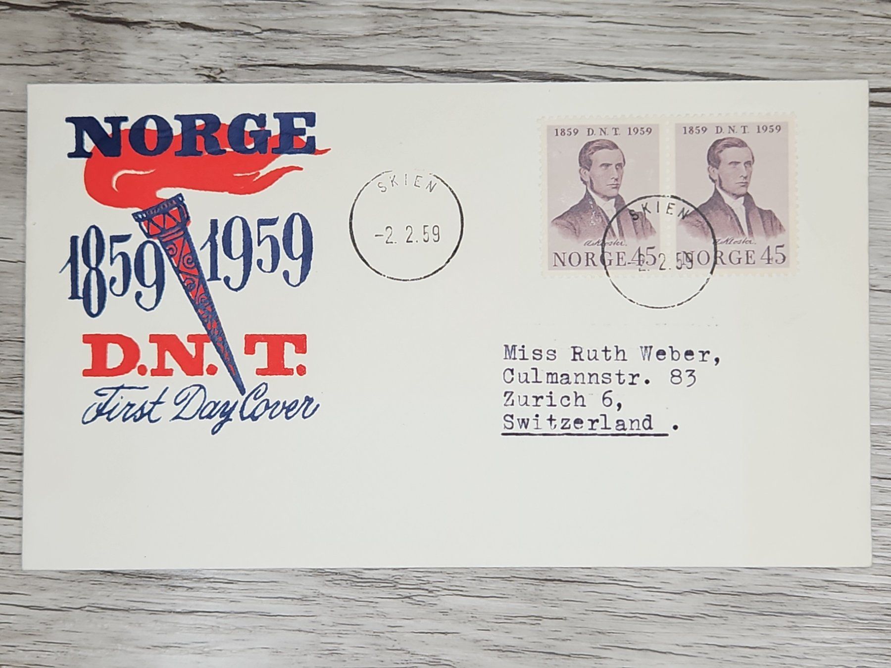 Tutti i francobolli: CL06 Enveloppe + Timbre Norvège 1959 – Usato da Cousset venduto da Patrick_Collections