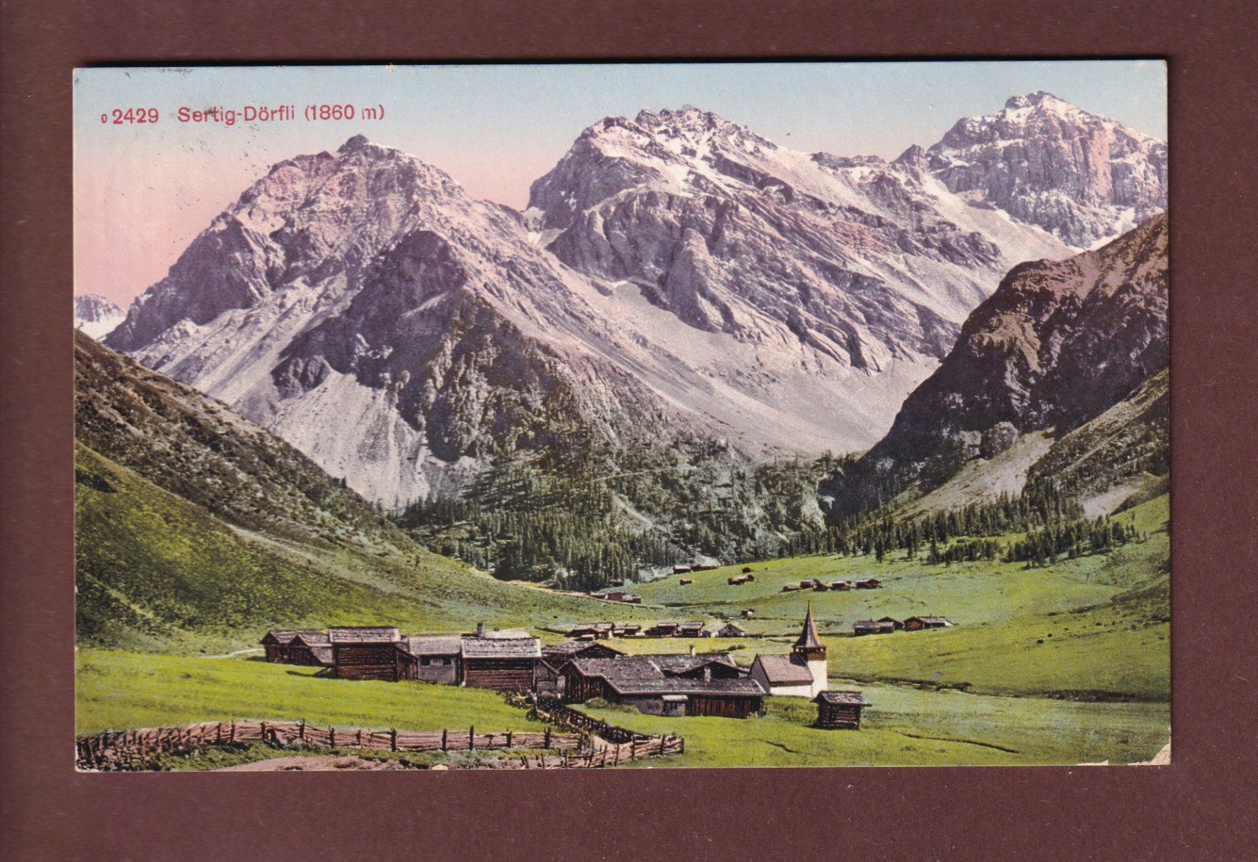 Cartoline postali: DAVOS - Sertig-Dörfli - 1918 – Usato da Pully venduto da nicecards