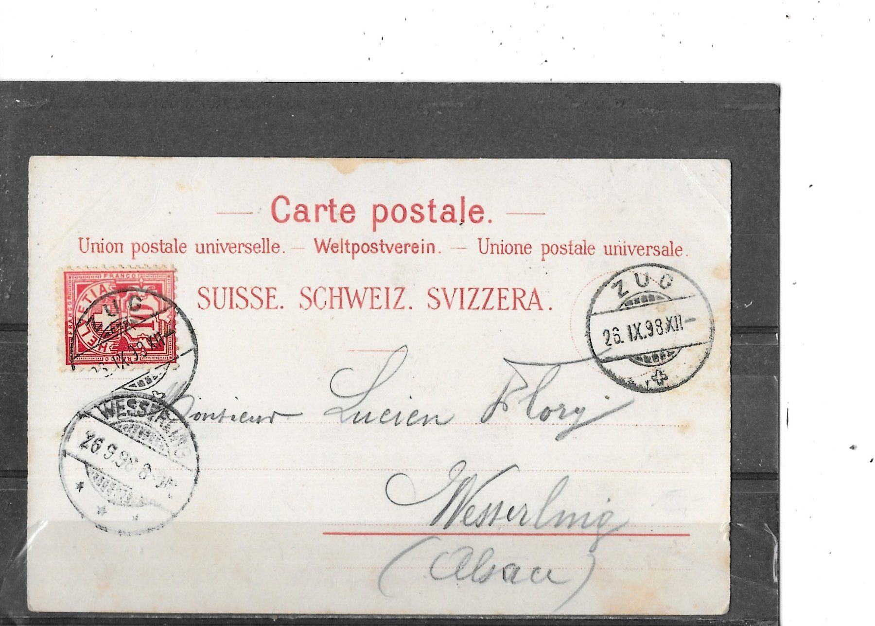 Cartoline postali: ZG Gruss vom Guggithal 1898 (Litho) – Usato da Schocherswil venduto da Wilare 1