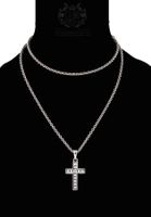 HALSKETTE MIT KREUZ ANHÄNGER IN STERLINGSILBER ANKERKETTE
