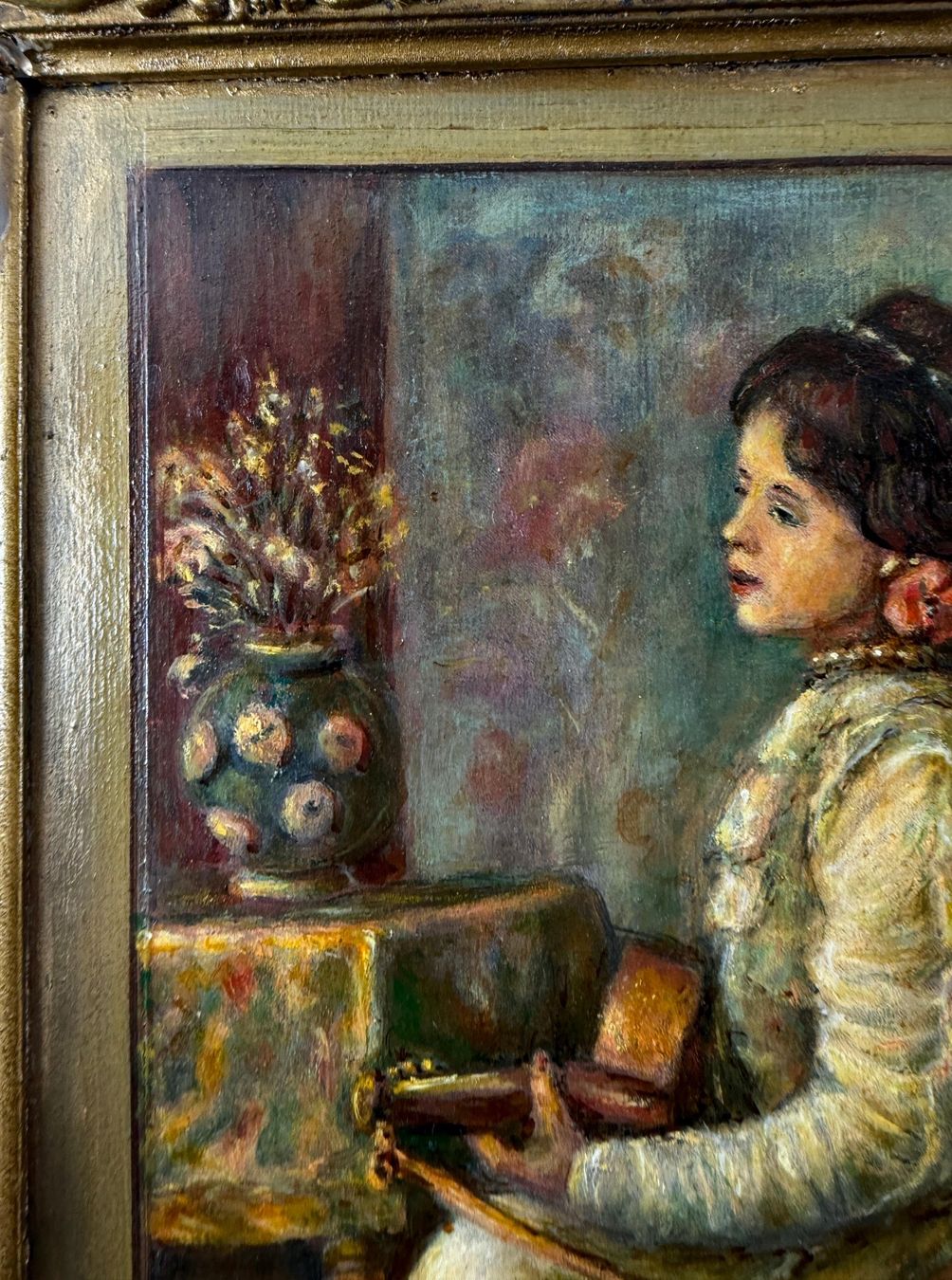 Gemälde: Gemälde von ein sitzende Dame – Gebraucht aus Schaffhausen von  2