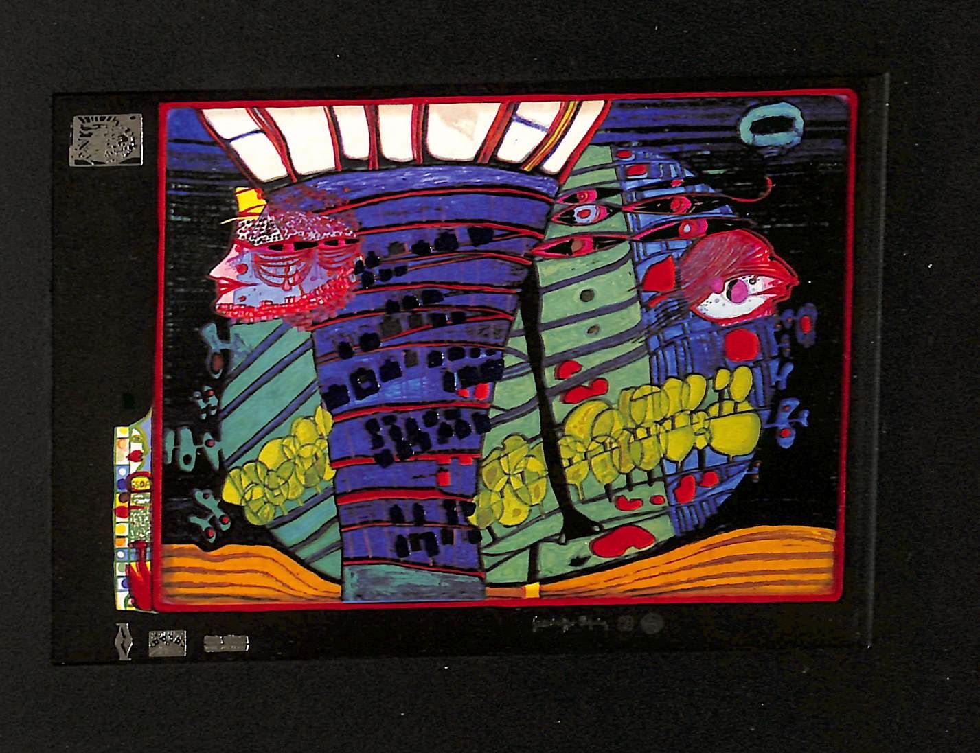 Posters & Illustrations: Hundertwasser Postkarten - Bild "Der blaue Mond - Atlantis" – D'occasion à Zürich par Nobs1