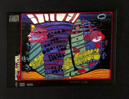 Hundertwasser Postkarten - Bild "Der blaue Mond - Atlantis"