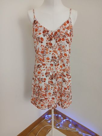 Sommerkleid - Blumenmuster - Grösse M - Weiss/Orange Druck