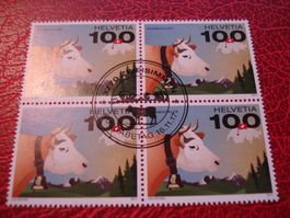 Marke Kuh Zweisimmen, 2017, FDC + Lose 4erblock ET-o