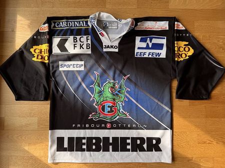 HC Fribourg-Gottéron Fantrikot XL  Schwarz/Weiss