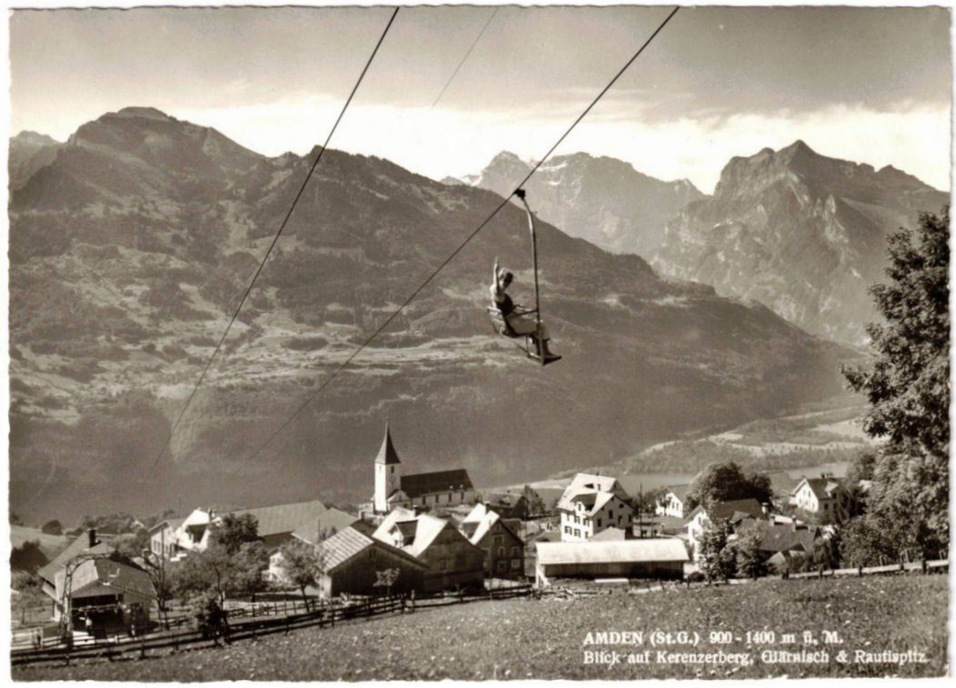 Cartoline postali: Amden - Sessellift – Usato da Binningen venduto da Mountainrider