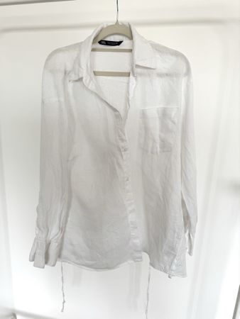 Zara Linen Open-Back Shirt – White – Grösse S