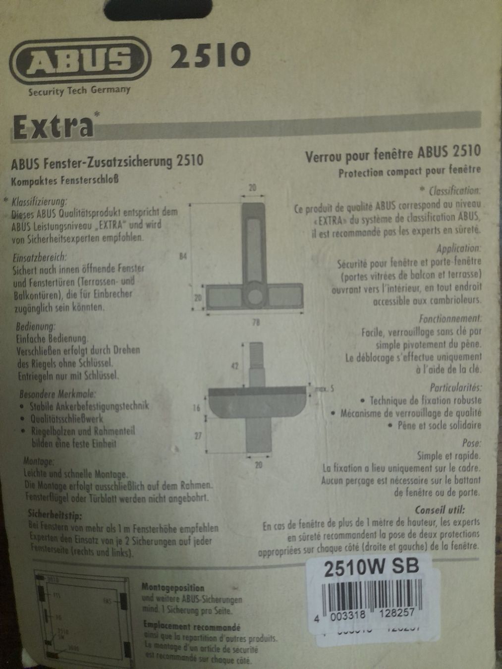 Fenster: Fenster Zusatzsicherung 2510 – Neu und originalverpackt aus Stetten AG von K.B-Wa-Maschinencent 1