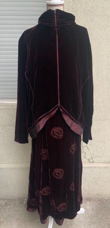 Splendide ensemble vintage SENAS velours de soie t.L-XL